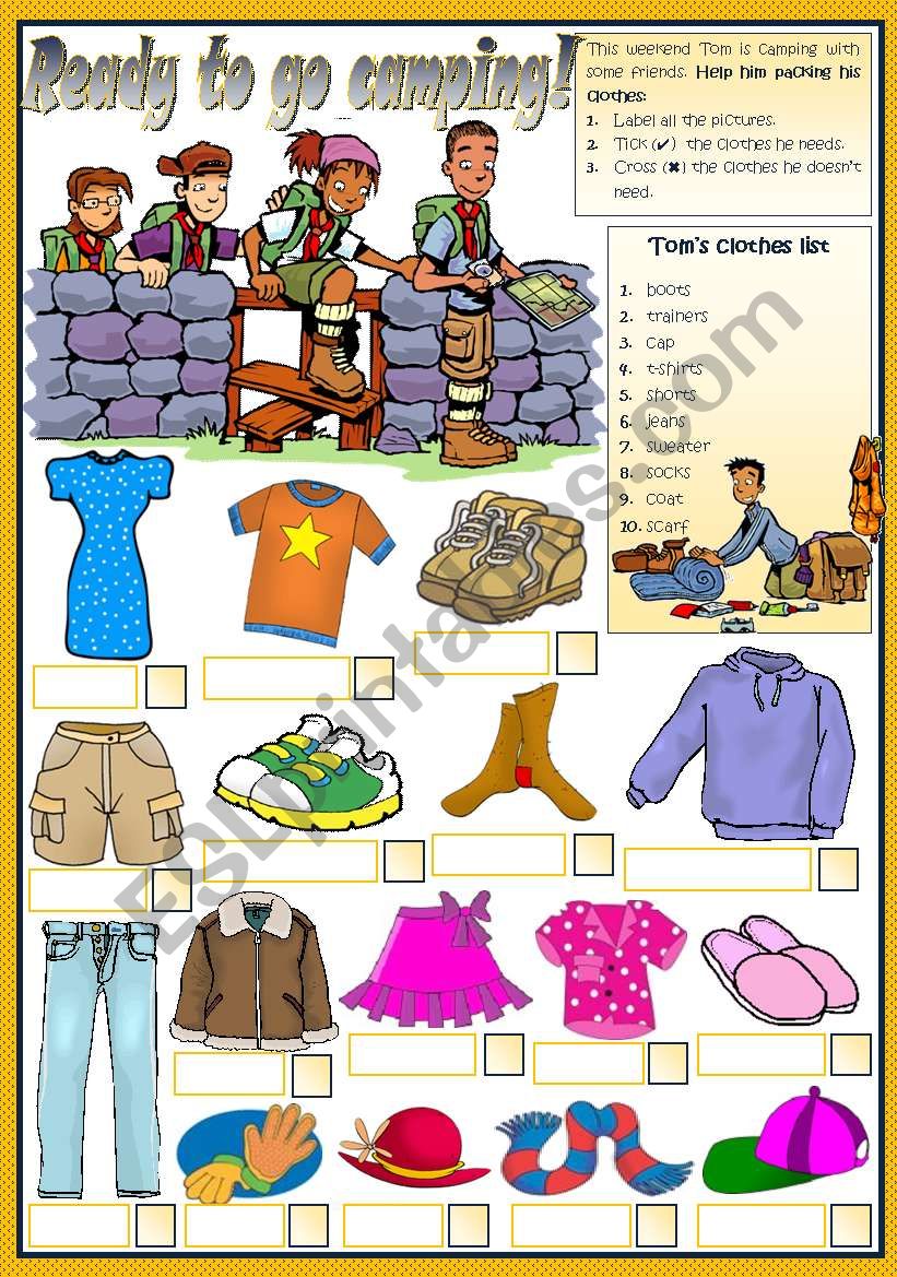 READY TO GO CAMPING! worksheet