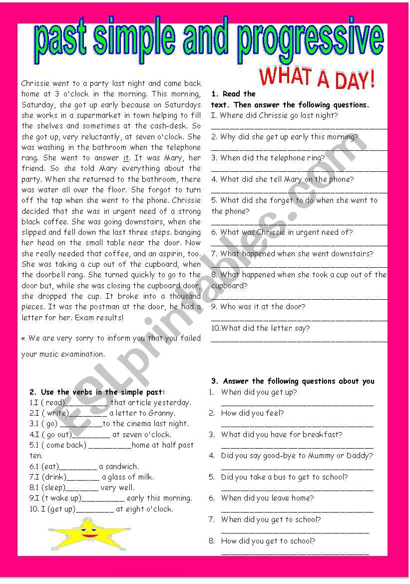 PAST SIMPLE AND PROGRESSIVE worksheet