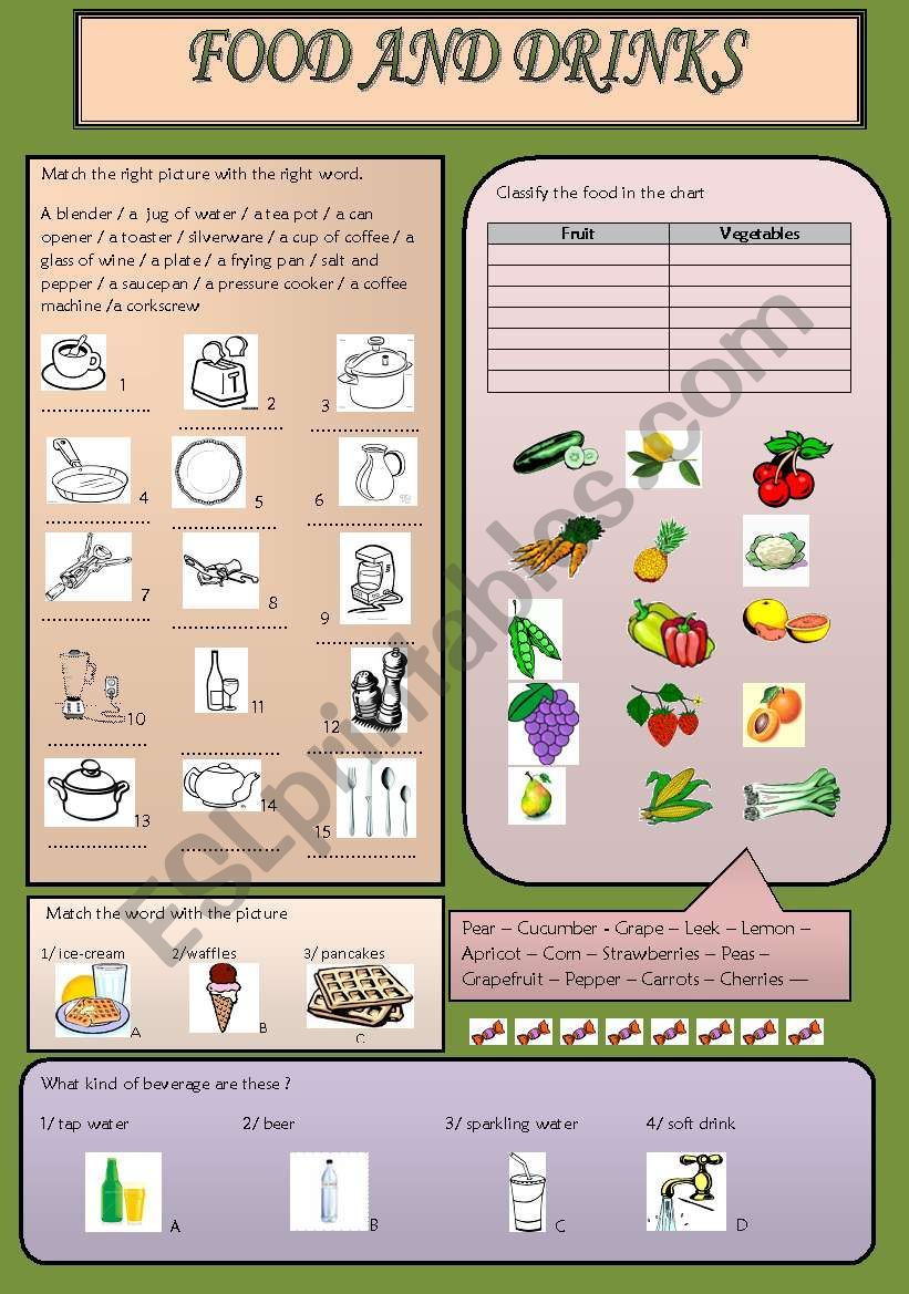 FOOD AND DRINKS worksheet