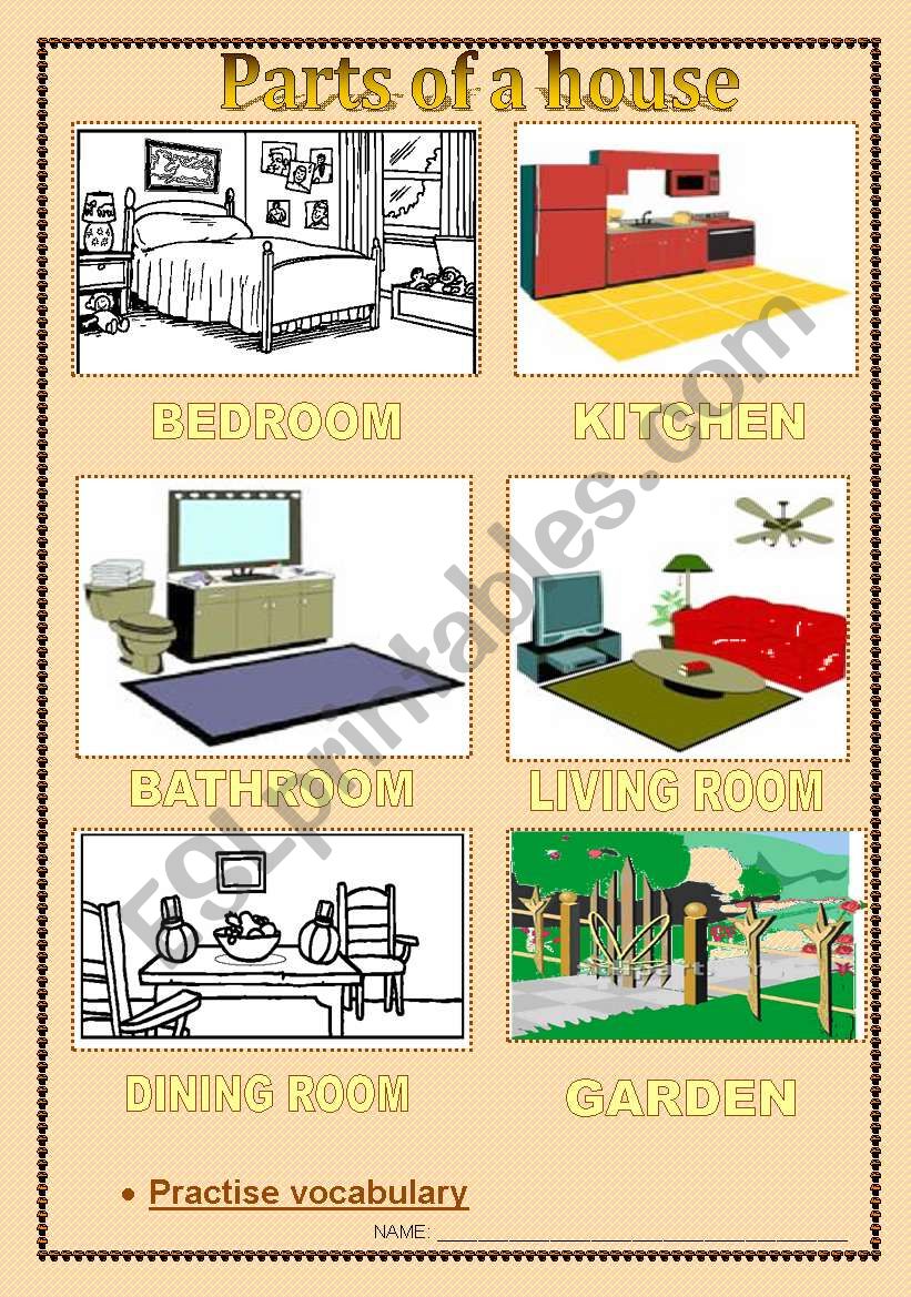 Parts of a house worksheet