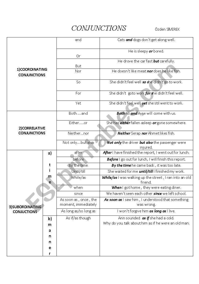 Adverbial Conjunctions Worksheet