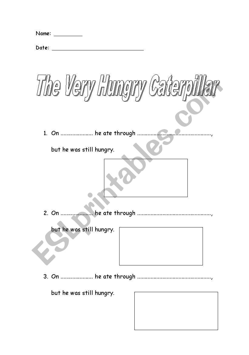 The very hungry caterpillar worksheet