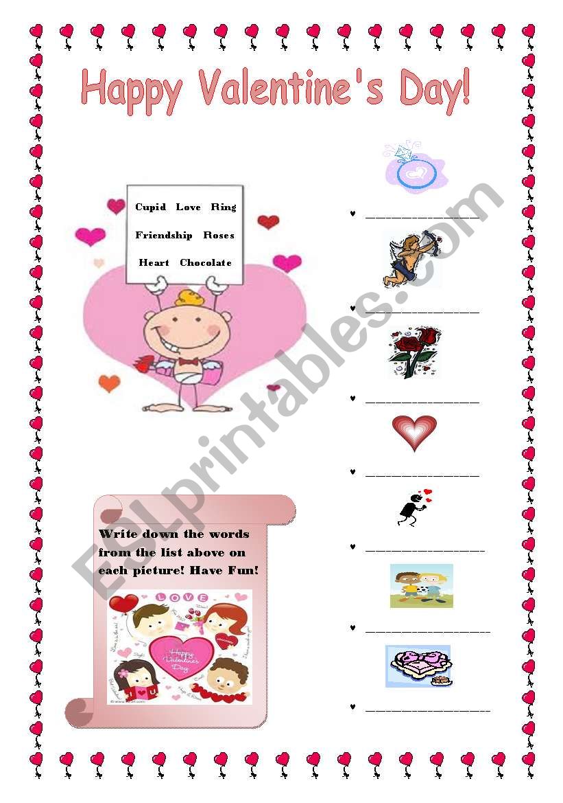 Valentines day worksheet