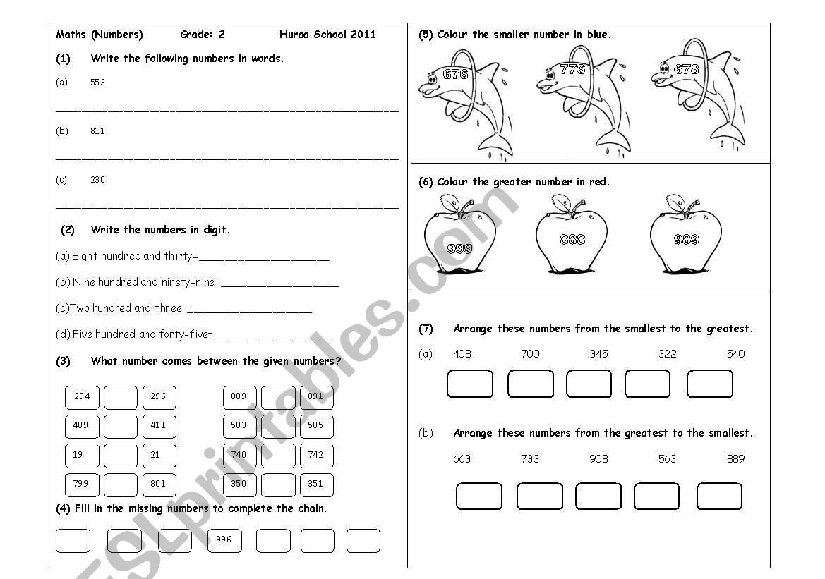 numbers worksheet worksheet