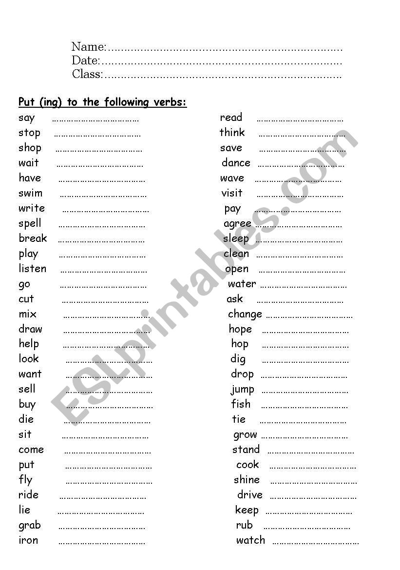 Present Continuous worksheet