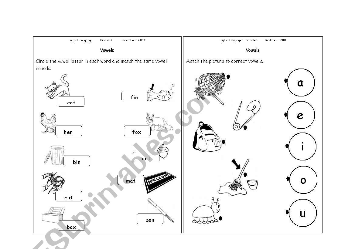 vowels worksheet