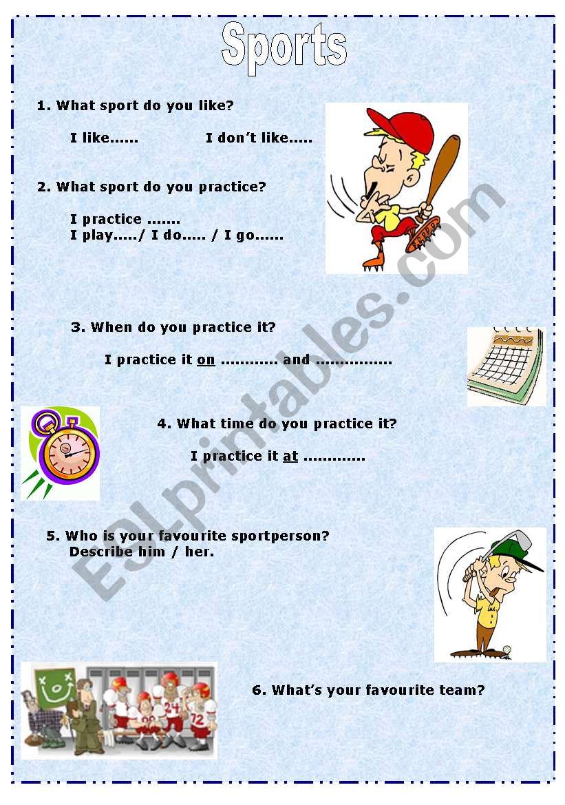 Lets talk about... SPORTS!! worksheet