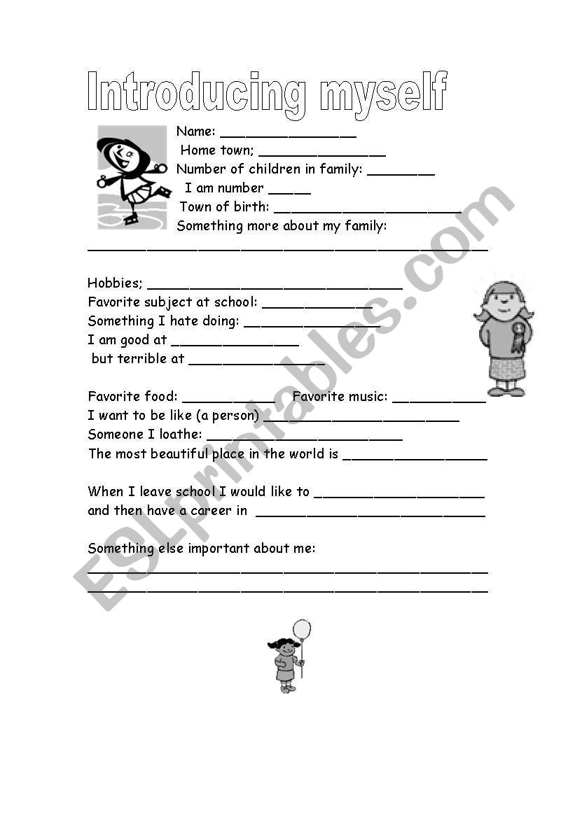 introducing me worksheet