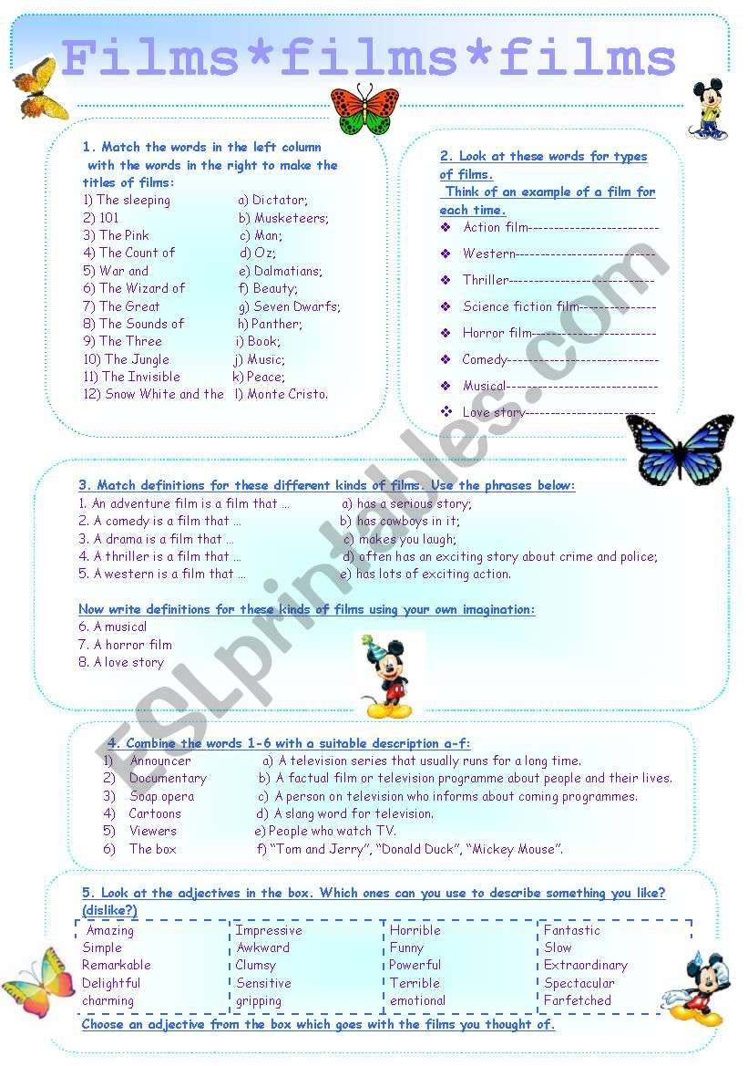 Films worksheet