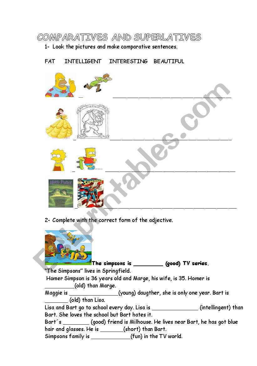 COMPARATIVES AND SUPERLATIVES worksheet