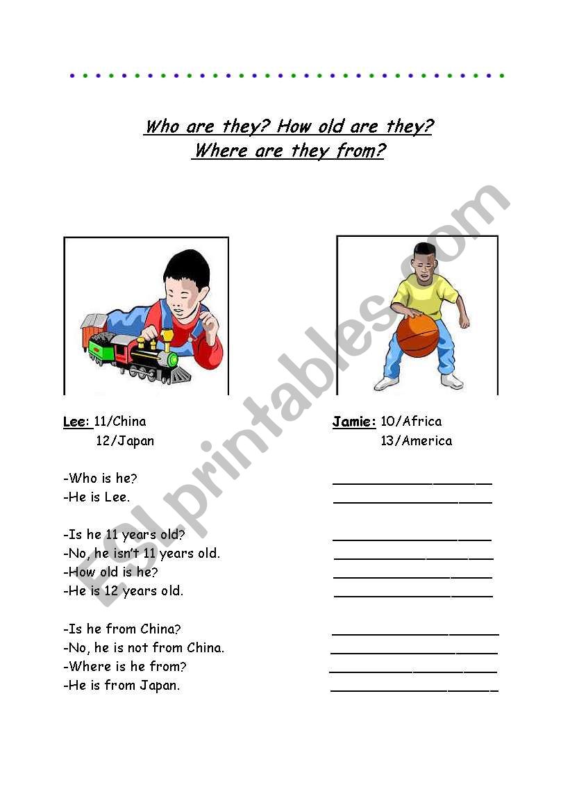 Personal Information  worksheet