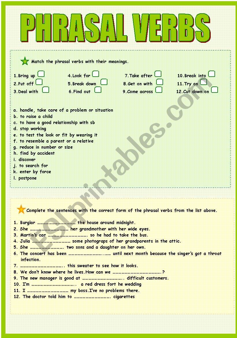 Phrasal Verbs1 worksheet