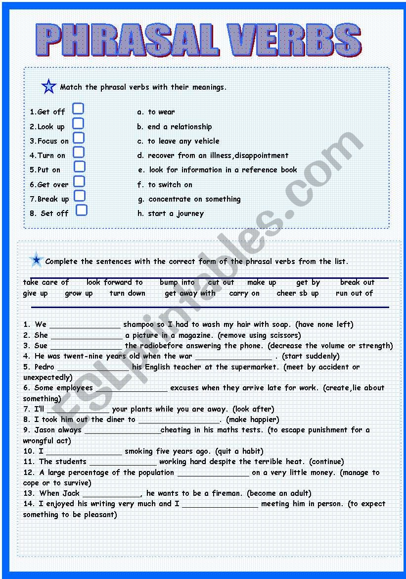 Match the verbs to their meanings