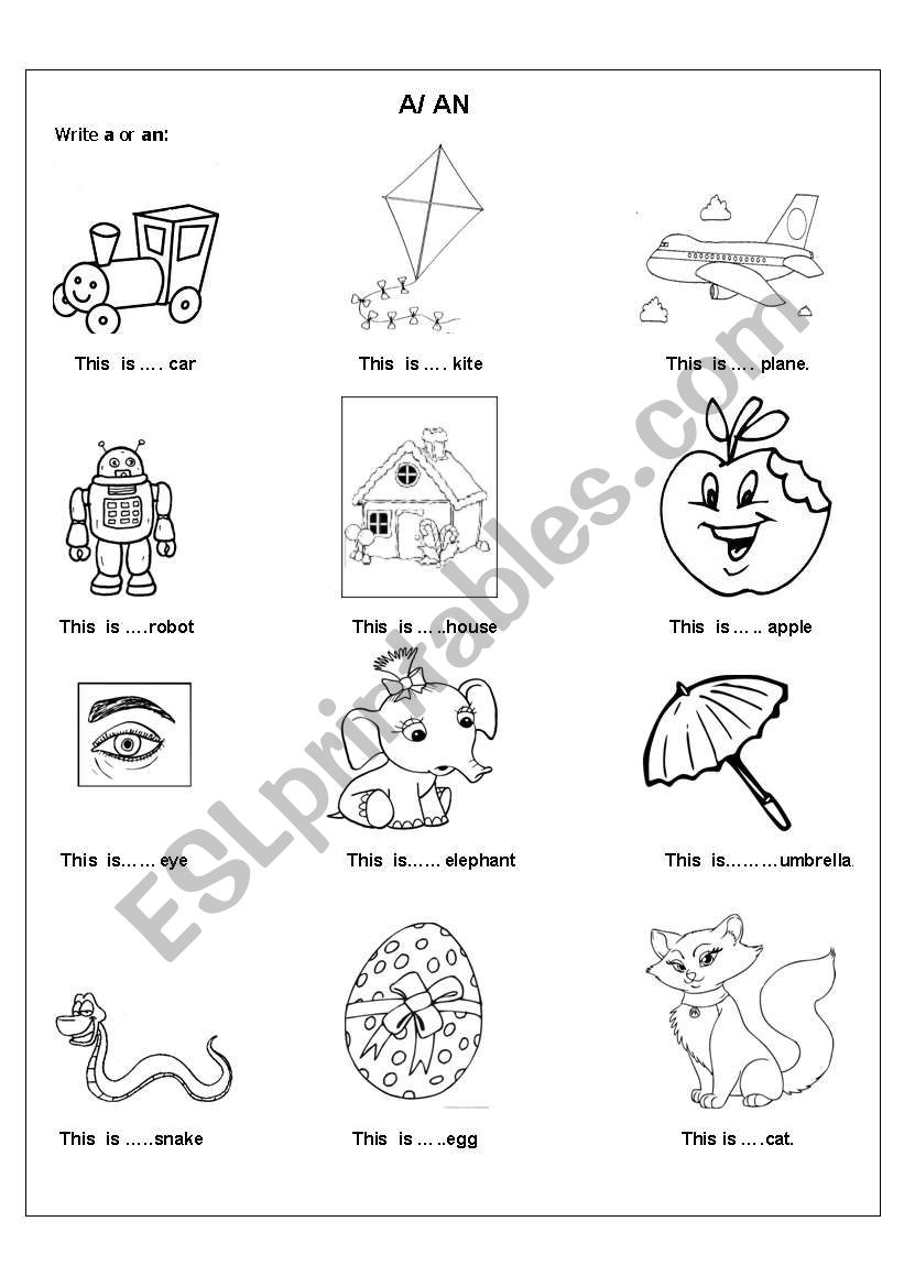 Articles - A / AN  worksheet