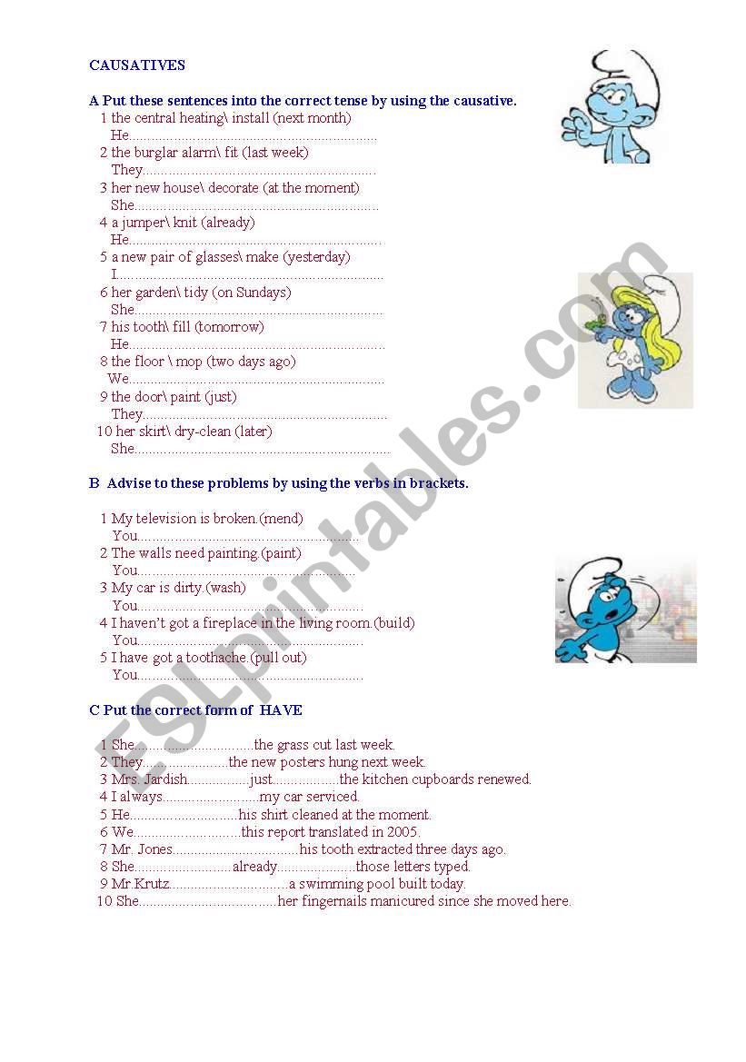 causative worksheet