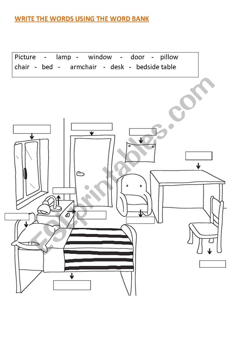  my bedroom worksheet