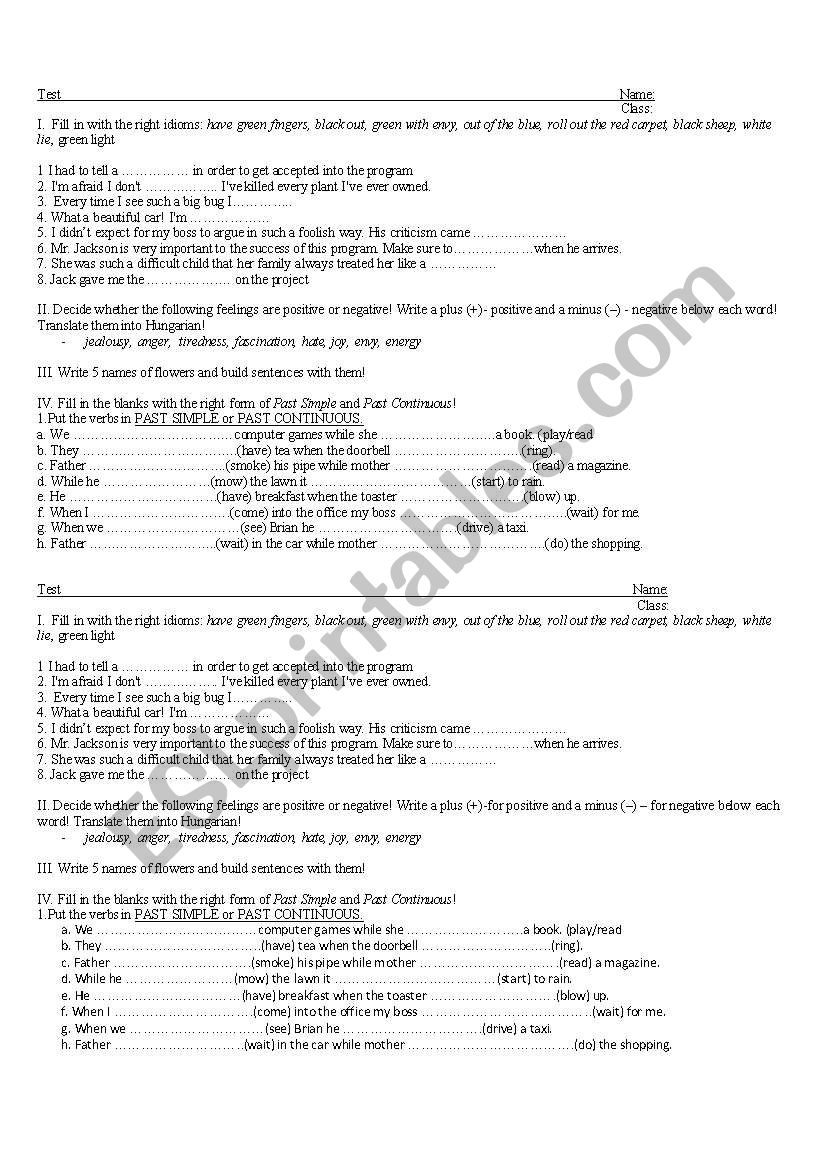 grammar and vocabulary worksheet