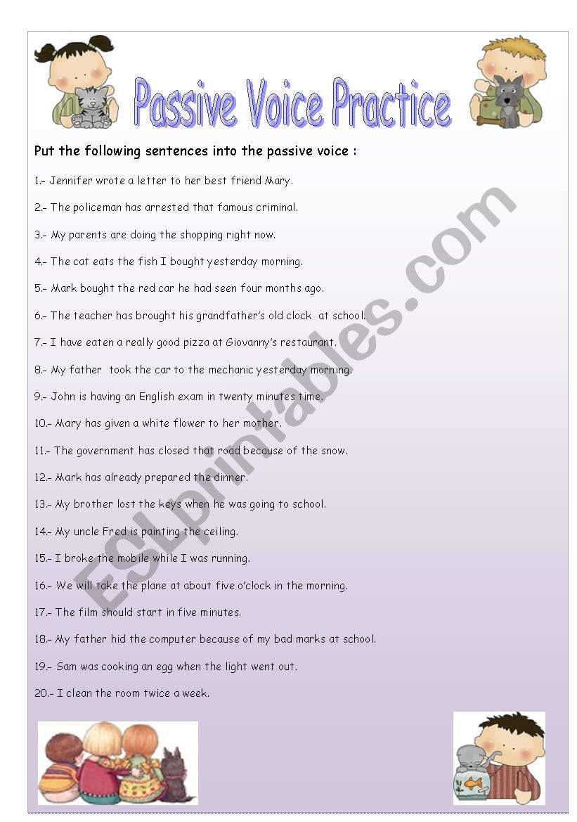 PASSIVE VOICE PRACTICE worksheet