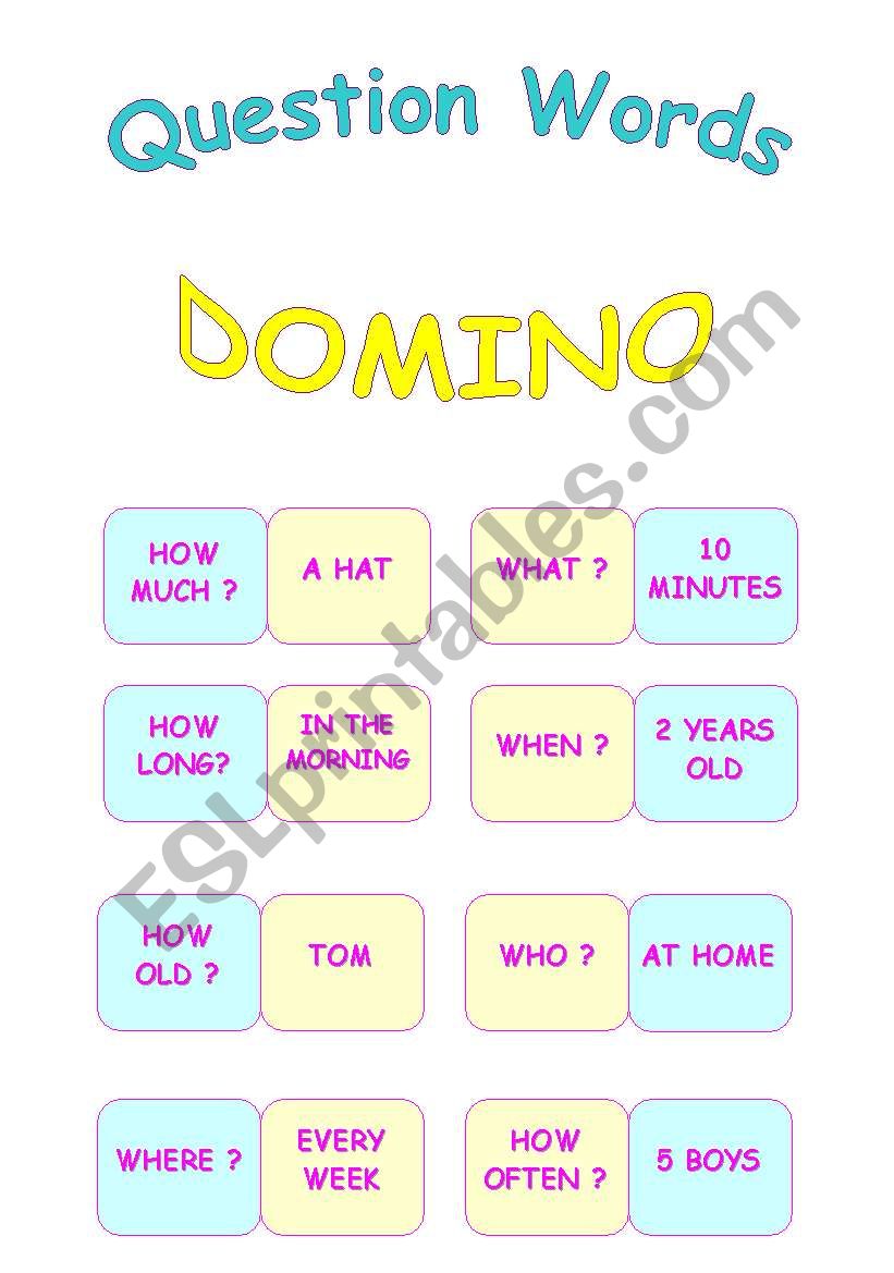Question Words Domino worksheet