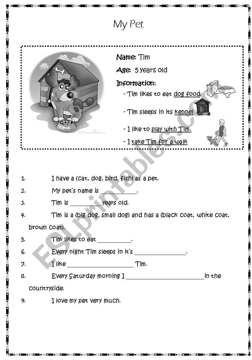 My Pet worksheet