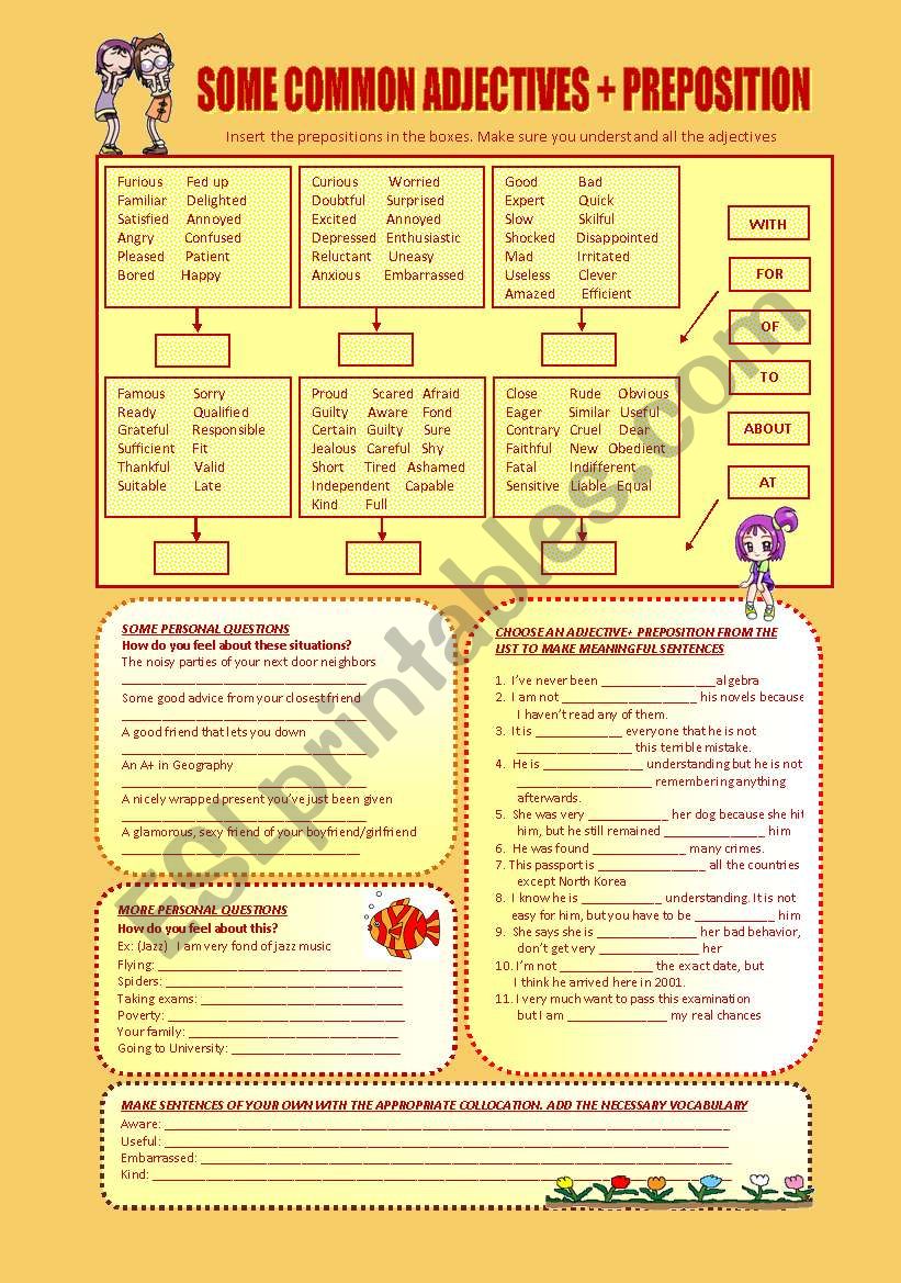 Some Common Adjectives + Preposition