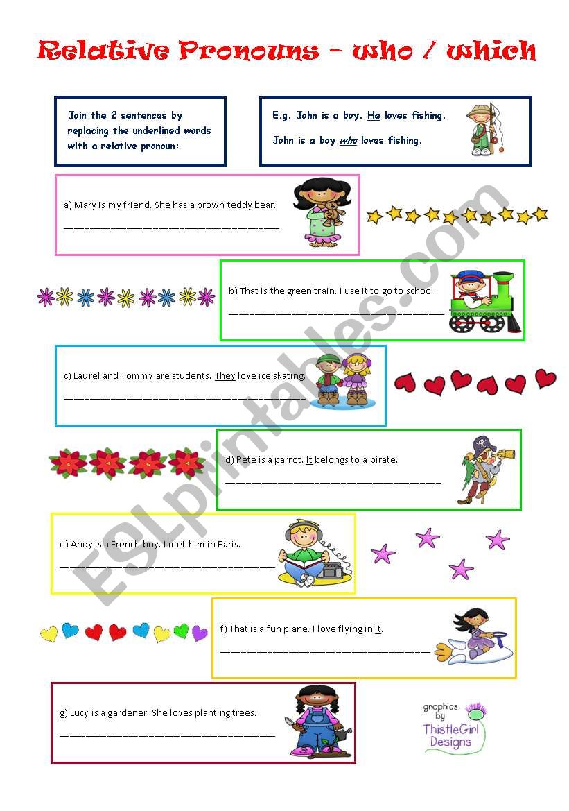 relative pronouns - who, which