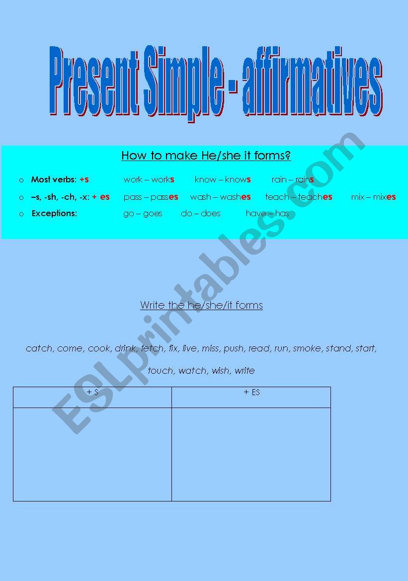 Present simple worksheet