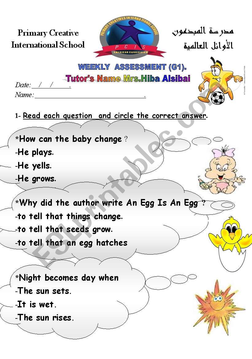 amazing weekly assessment worksheet