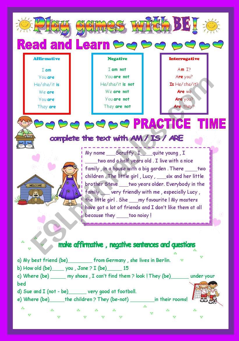 PLAY GAMES WITH BE worksheet