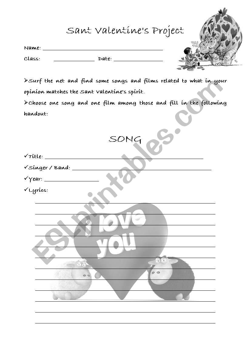 Valentines Day worksheet