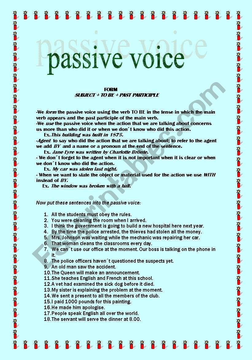 the passive voice worksheet