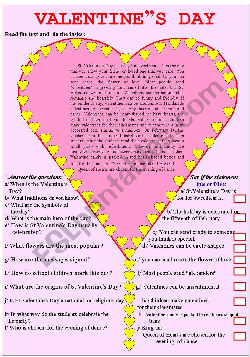 this  worksheet dedicated to the nice Holiday- St/ Valentines Day!