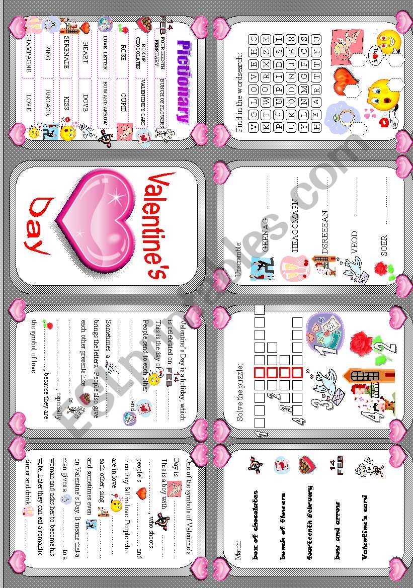 Valentines day - minibook worksheet