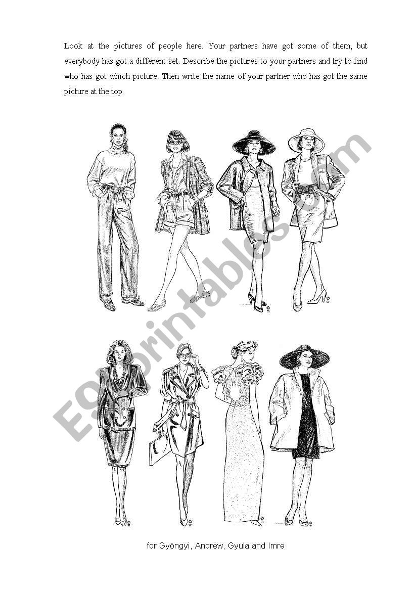 CLOTHES DESCRIPTION worksheet