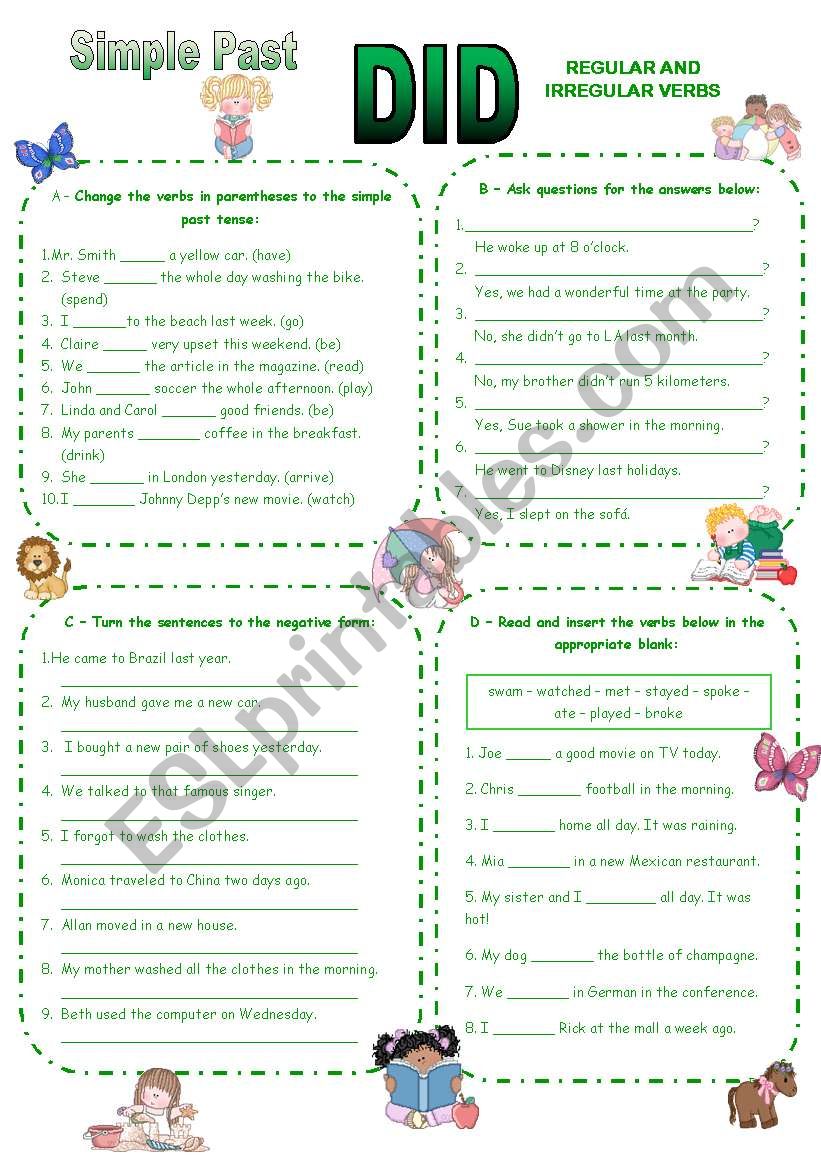 Simple Past Activities worksheet