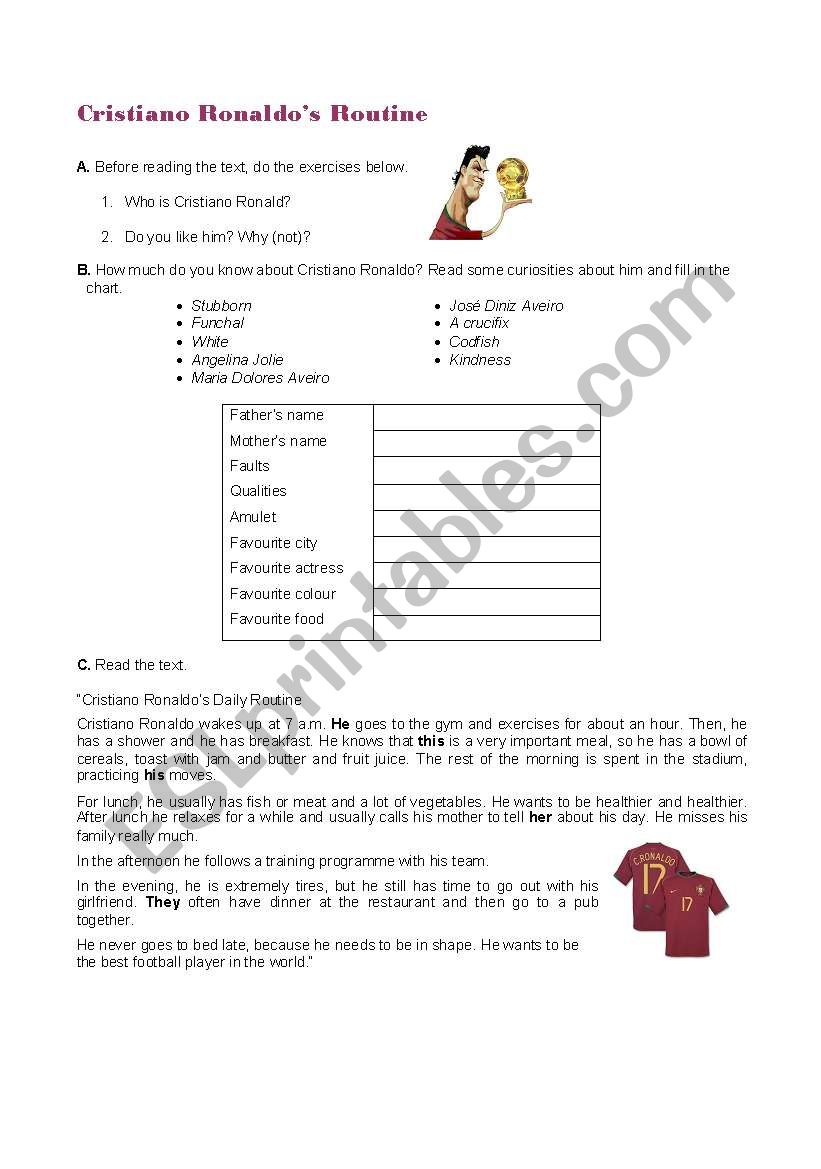 Cristiano RonaldoÂ´s daily routine