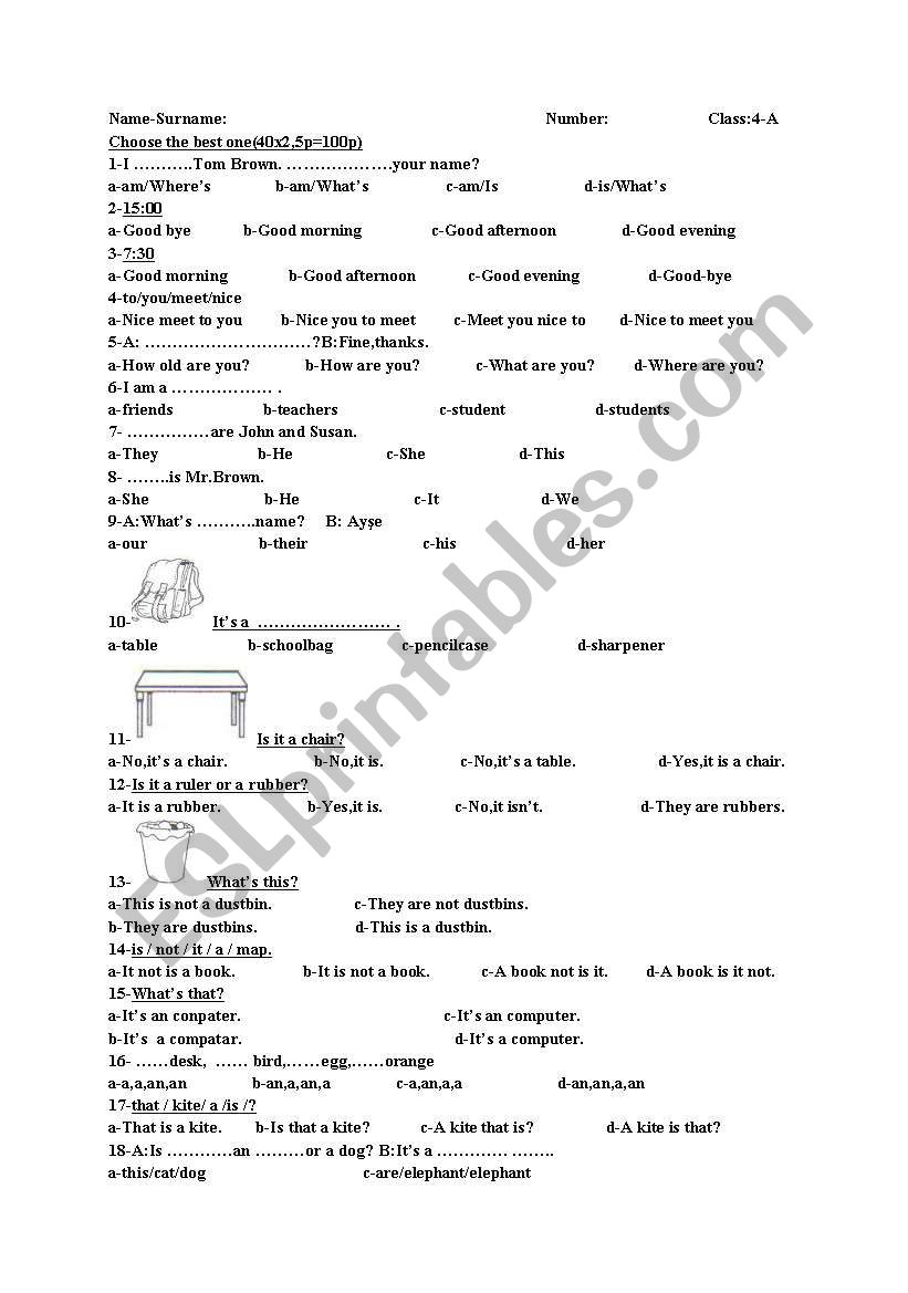 40 questions for the kids worksheet