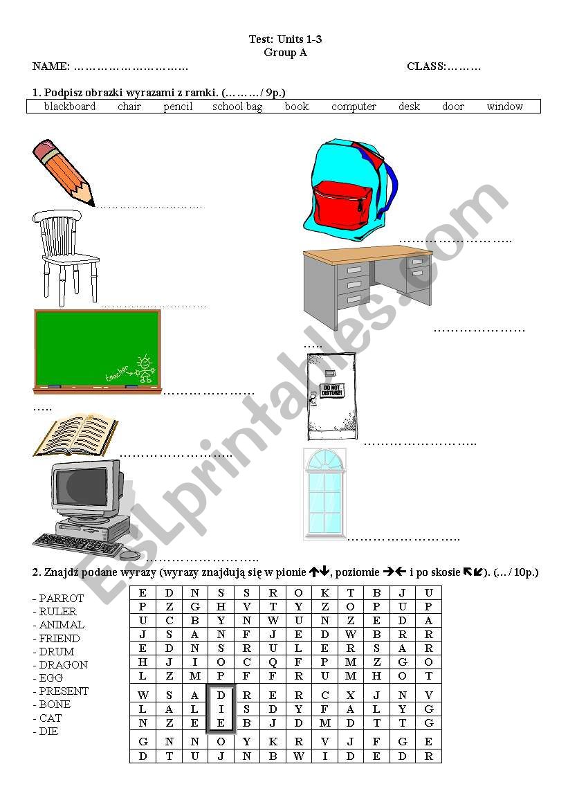 English test worksheet