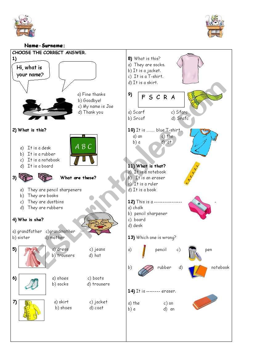 test your kids worksheet