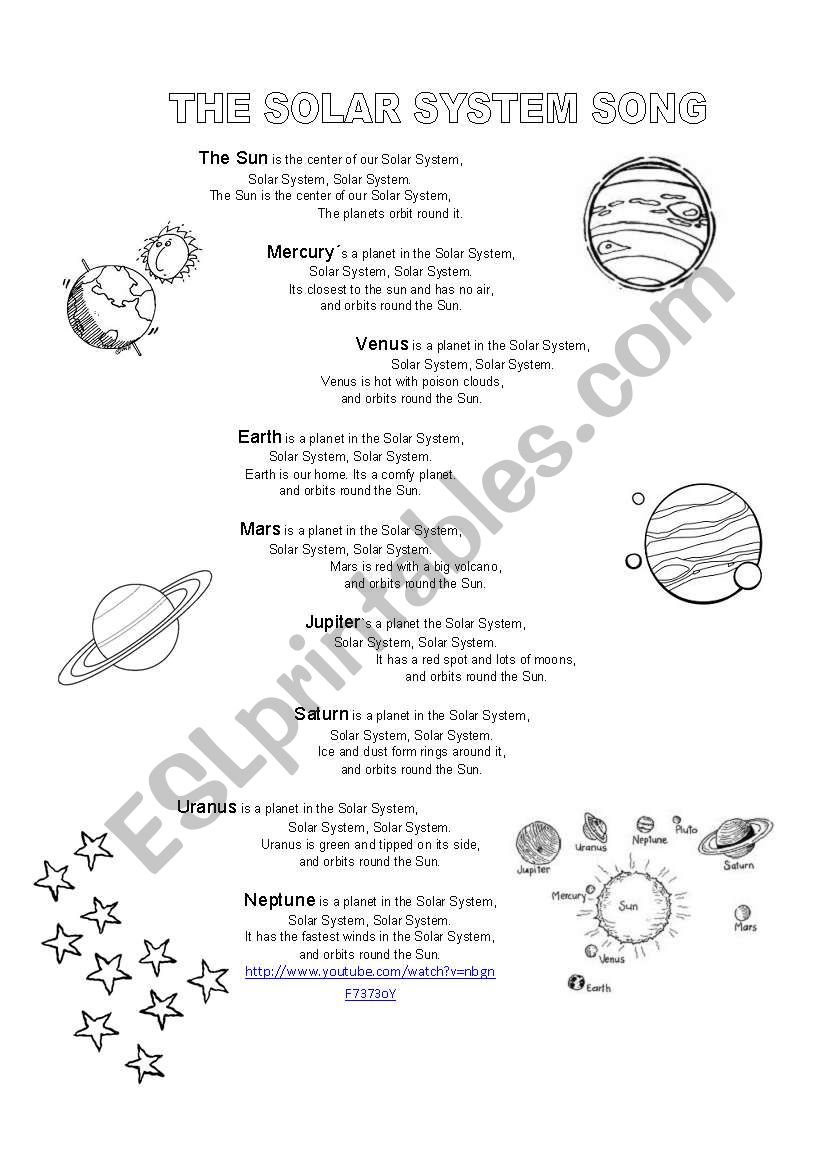 Solar System and planet worksheet