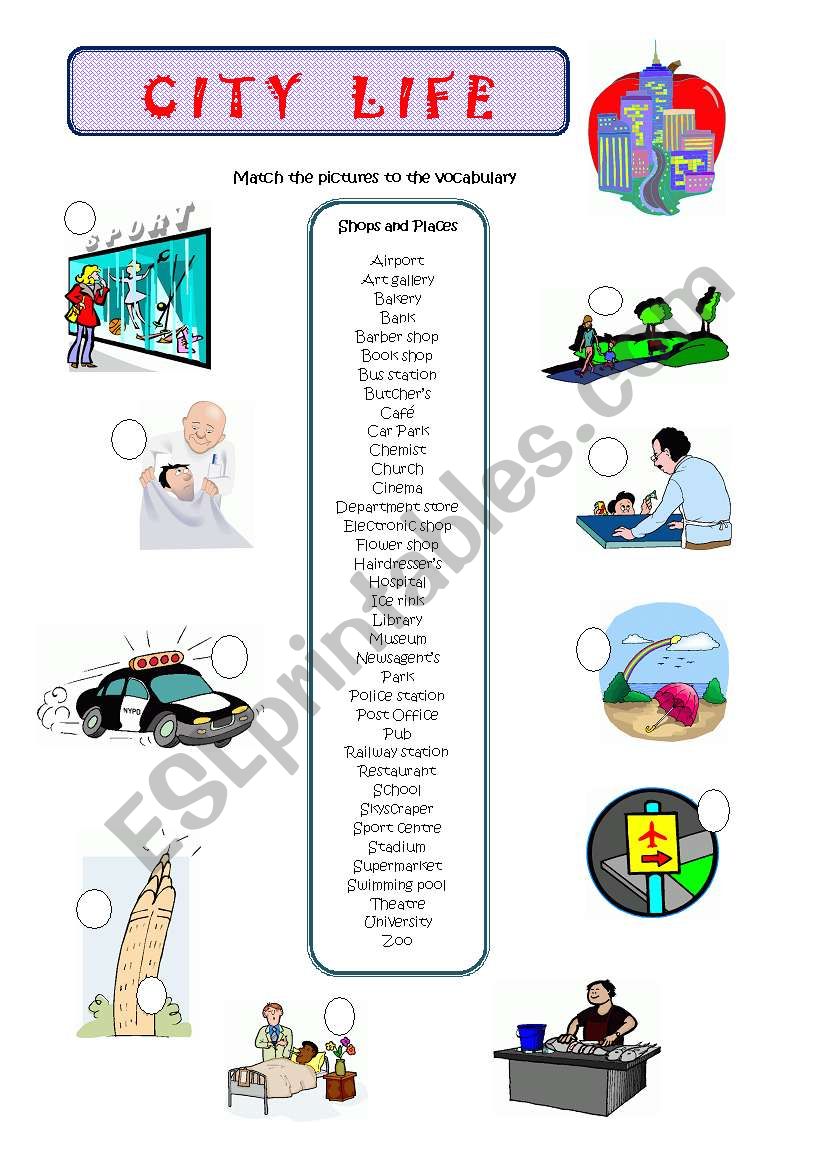 CITY LIFE worksheet