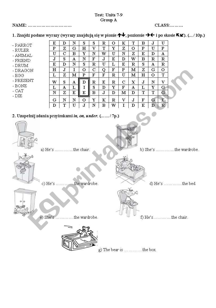 English Test worksheet