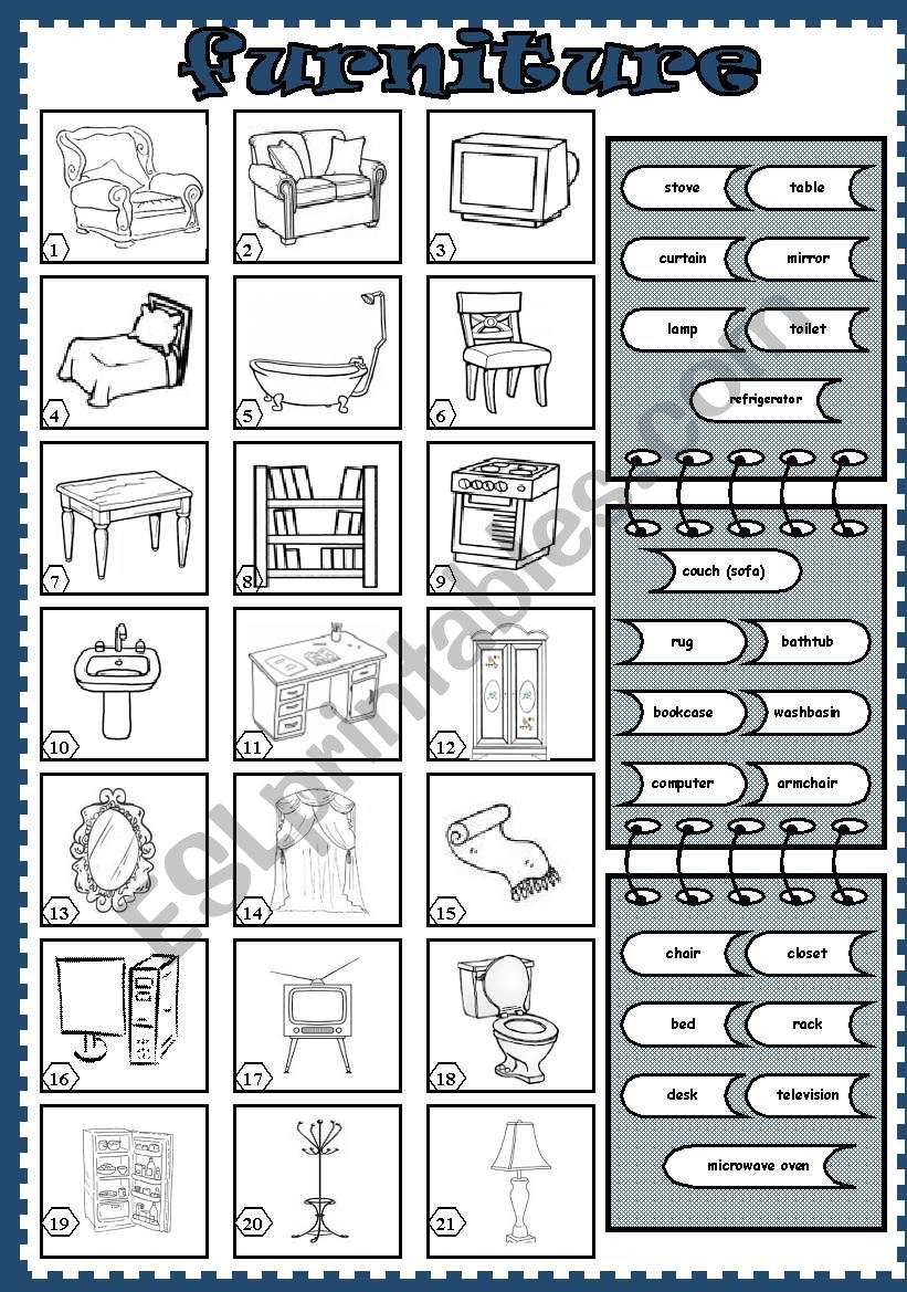 furniture (2) worksheet