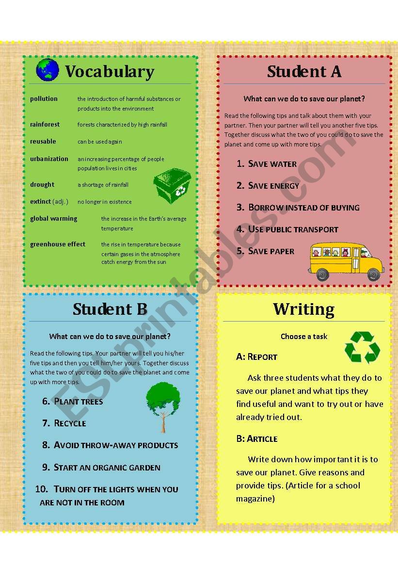 Mini book: Environment worksheet