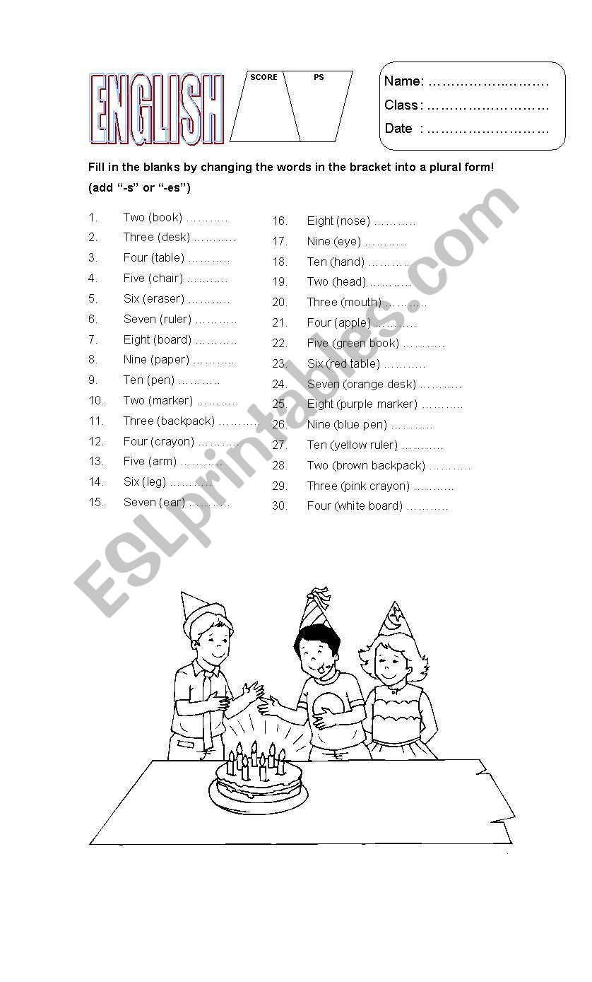 plurals worksheet