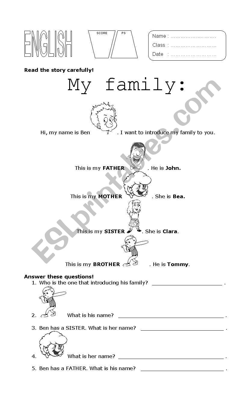 Introduce my family worksheet