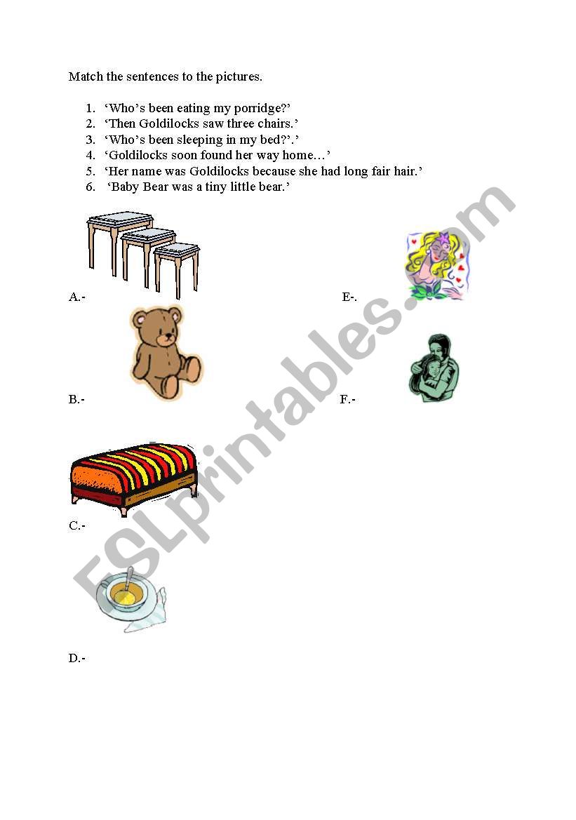 Goldilocks Worksheet worksheet