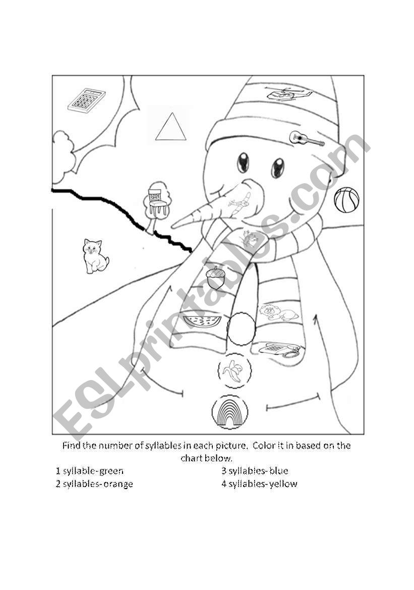syllables coloring page worksheet