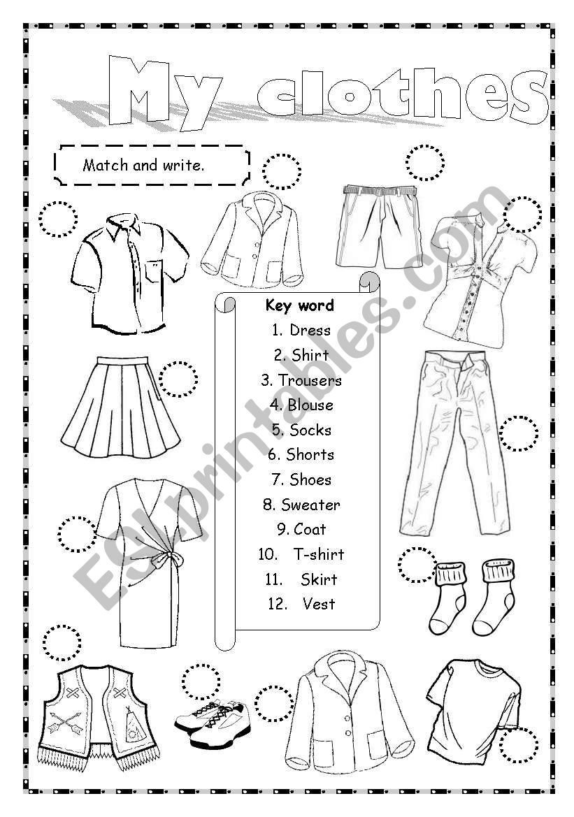 My clothes worksheet