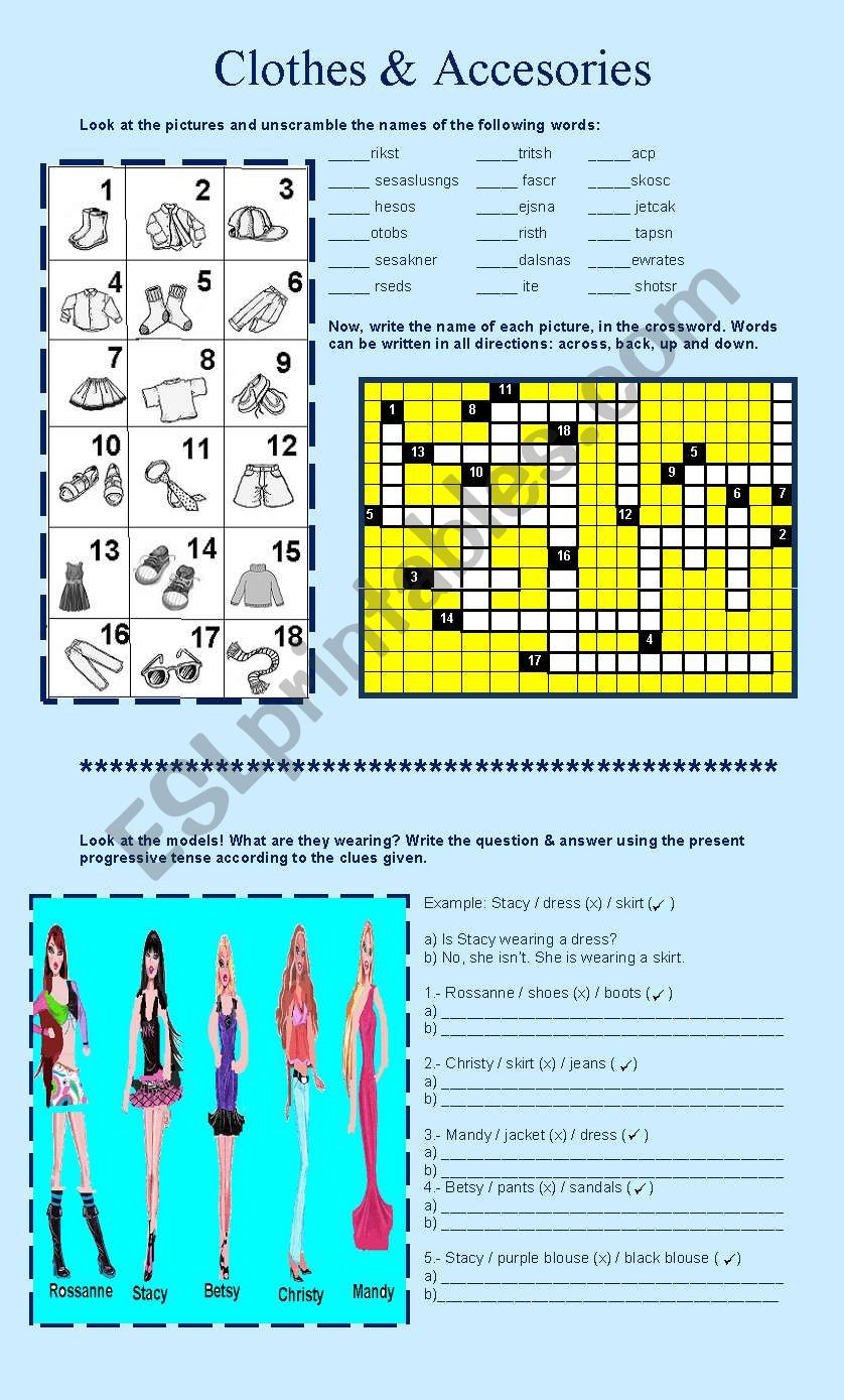 CLOTHES & ACCESSORIES worksheet